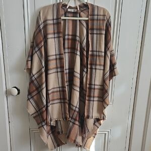 Plaid Tan Poncho